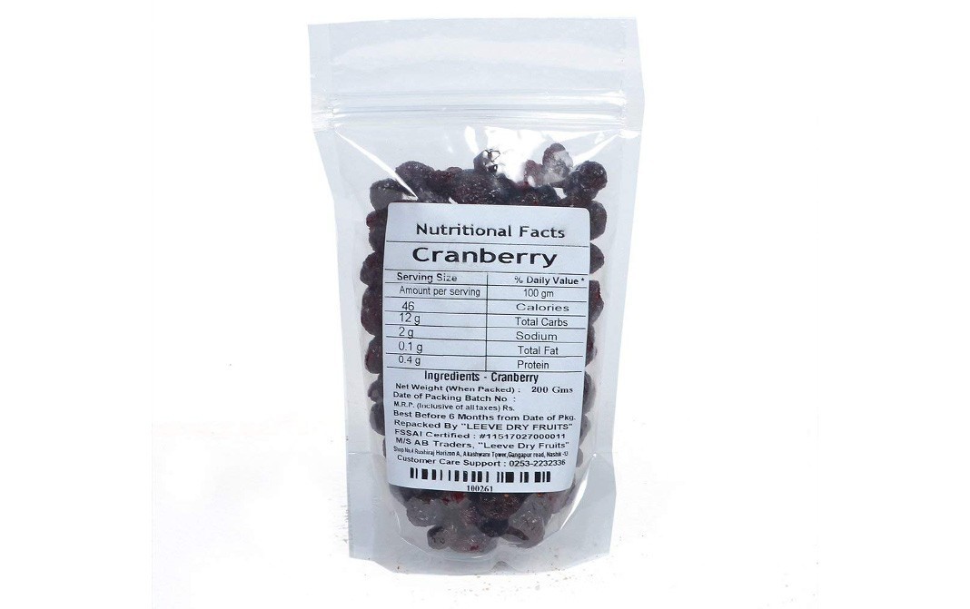 Leeve Dry fruits Cranberry    Pack  200 grams